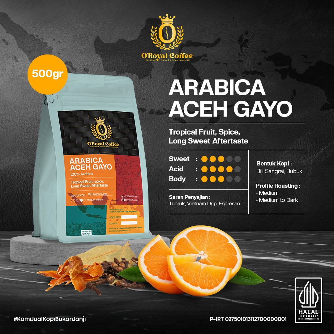 O’Royal sosmed notes arabica aceh gayo 500